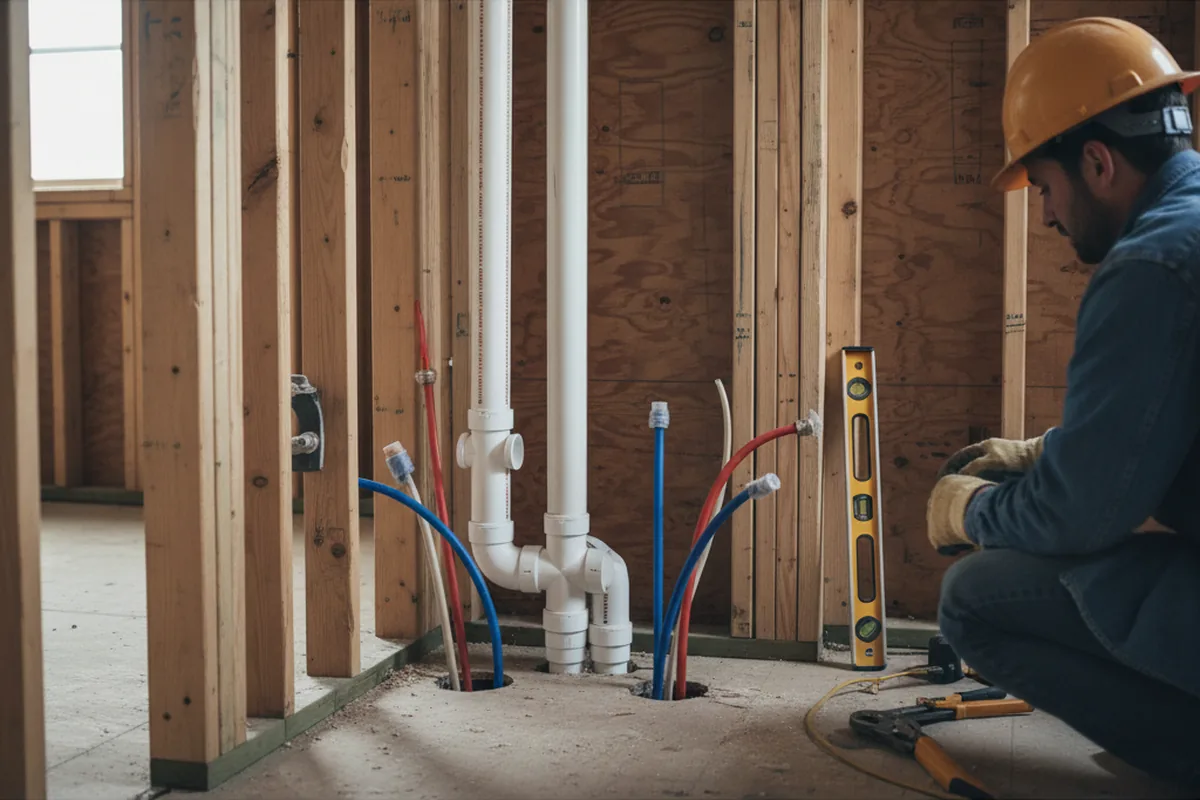 Drain and supply rough-in during Drain Cleaning in Barnsdall